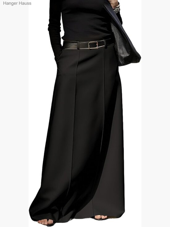 Dresses & Skirts - High Waist Maxi Skirt with Pockets, H-Line Straight Pencil Skirt Floor Length